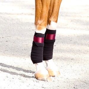 Black and burgundy Horse polo Wraps